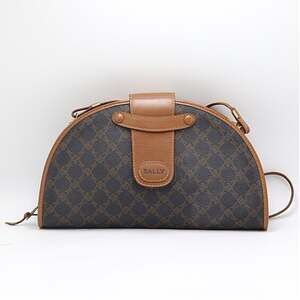 Vintage Bally Monogram Coated Canvas Demi-Lune Crossbody Bag